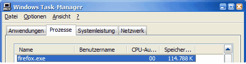 Firefox Speicherauslastung bei 5 Tabs