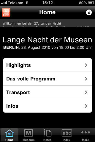 Screenshot Lange Nacht der Museen App