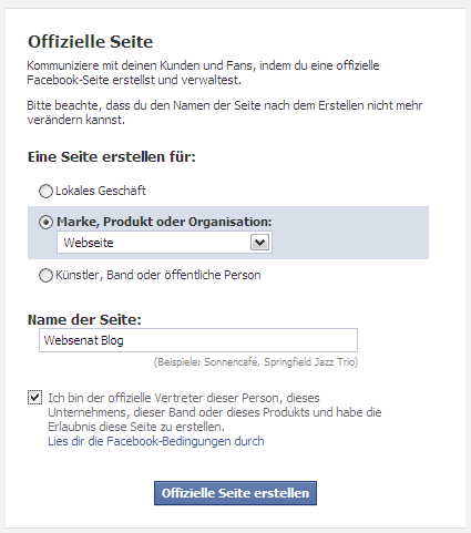 Offizielle Seite bei Facebook