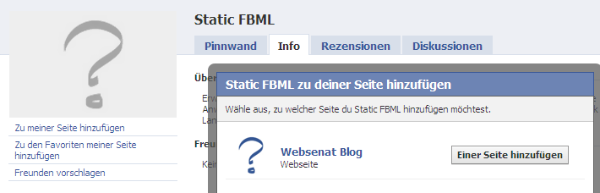 Static FBML Anwendung installieren