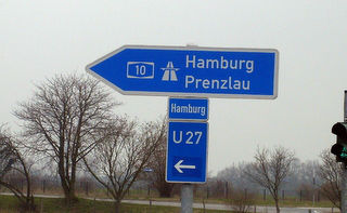 A10-Schild Hamburg Prenzlau