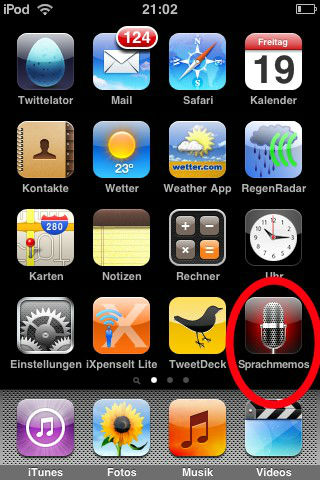 Screenshot vom iPod touch mit OS 3.0